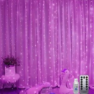 Pink LED Curtain Lights with Remote